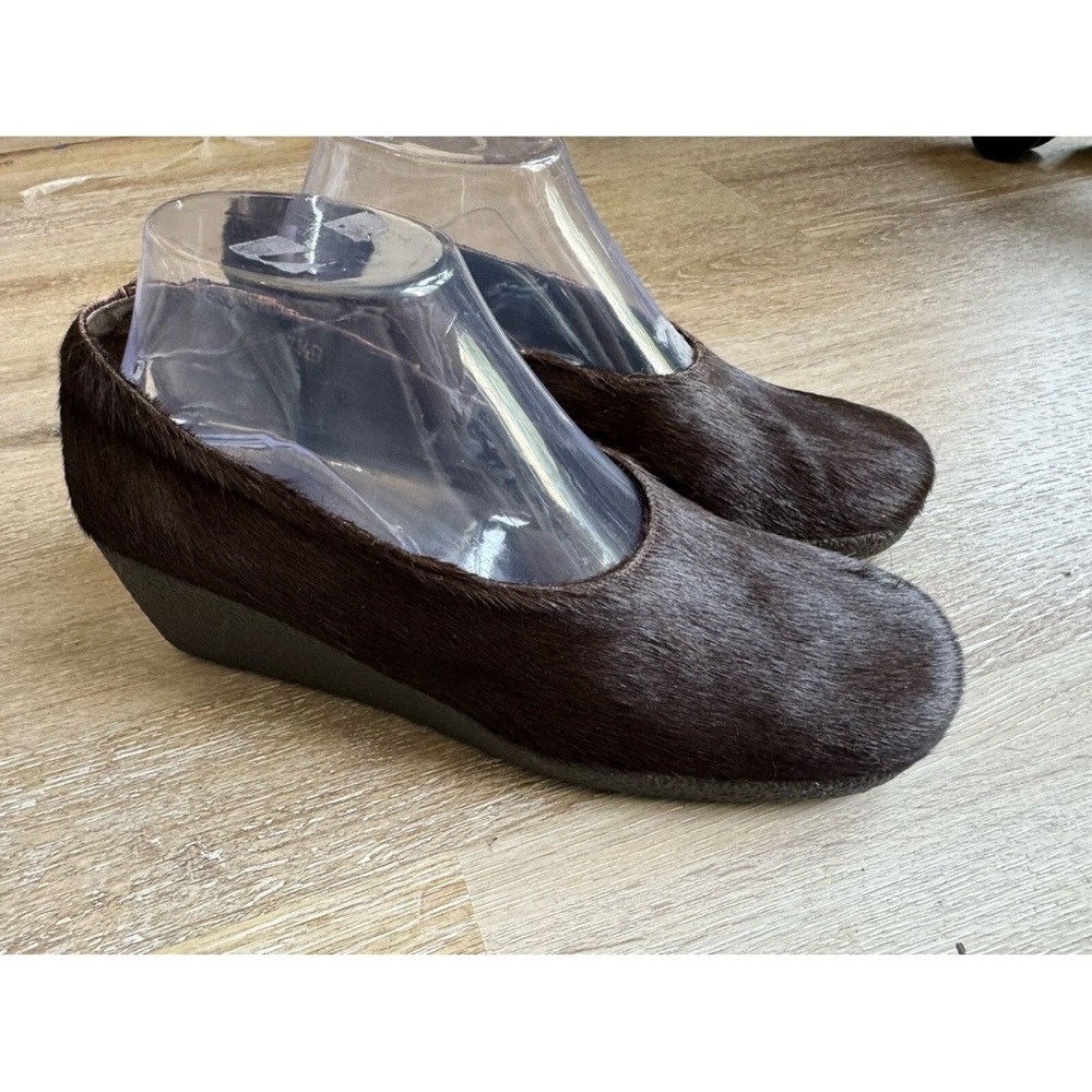 Via Spiga Italy Women’s Real Fur Wedge Size 7.5 Brown Mobwife Boho Retro 70s - Picture 2 of 12